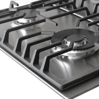 Wiggo WH-G634RL(X) - Inbouw gaskookplaat met Wok - 60cm - Rvs