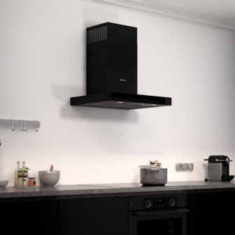 Wiggo - WE-A641T(B) - Wallmount - T-Model - Chimney Hood - 60cm - Black