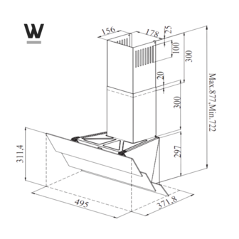 Wiggo WE-D533G(G) - Schuine Afzuigkap - 50cm - Grijs Triple Glas