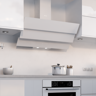 Wiggo WE-A943G(W) &ndash; Glas Schouw Afzuigkap, 90 cm &ndash; A+ Energieklasse, 4 Snelheden