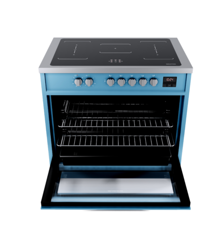 8720769323289__wiggo_WIO-E921A(AX)_freestanding oven_90cm_BLUE_INOX_open