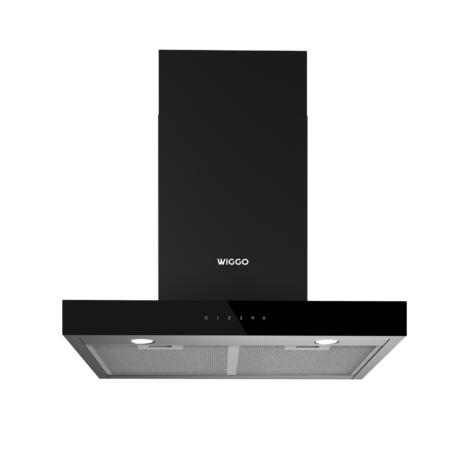 Wiggo - WE-A641T(B) - Wallmount - T-Model - Chimney Hood - 60cm - Black