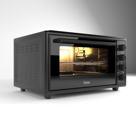 Ferre GFK-45TMOH - Vrijstaande Mini Oven met Kookplaten - 45 liter - Zwart