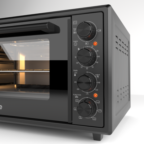 Ferre GFK-45TMOH - Vrijstaande Mini Oven met Kookplaten - 45 liter - Zwart