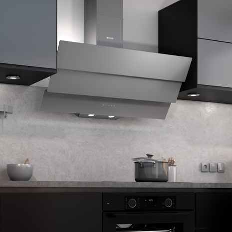 Wiggo WE-A943G(G) – Glas Schouw Afzuigkap, 90 cm – A+ Energieklasse, 4 Snelheden