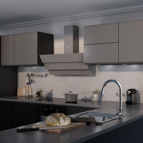 Wiggo WE-A943G(G) – Glas Schouw Afzuigkap, 90 cm – A+ Energieklasse, 4 Snelheden